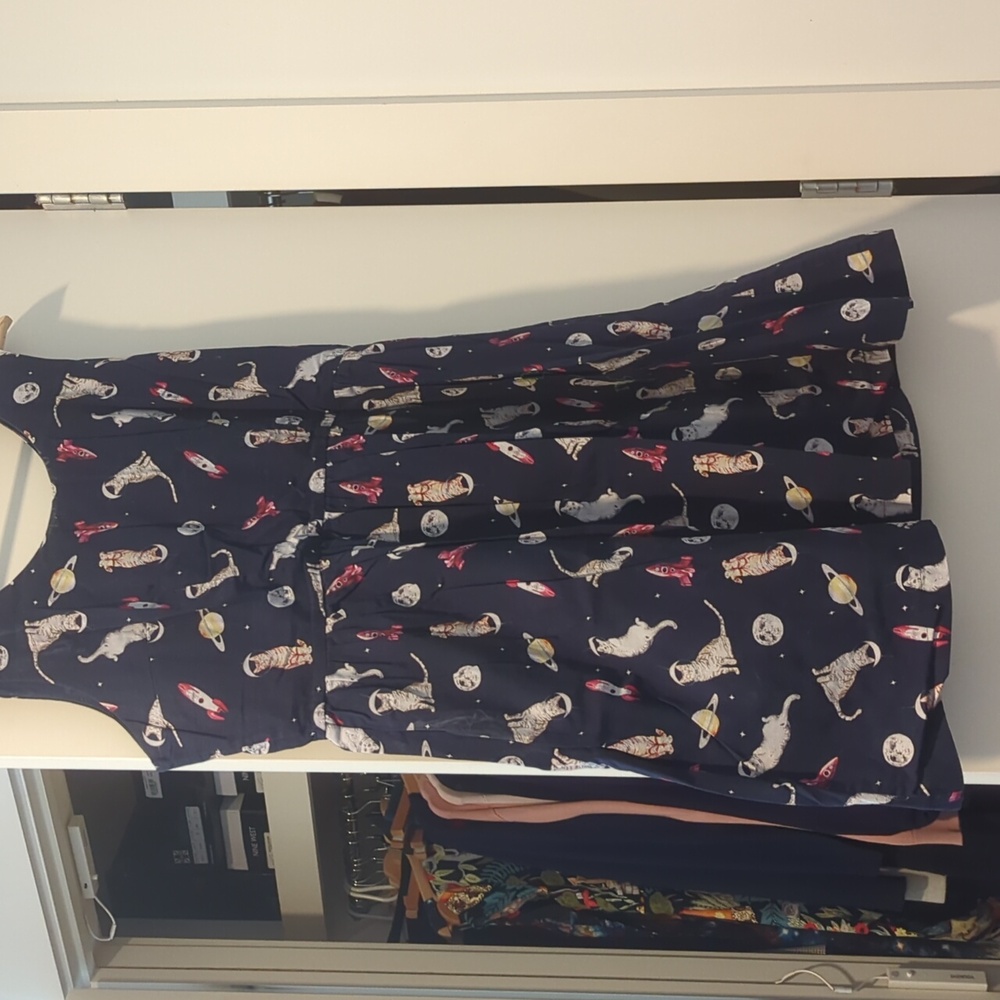 Modcloth astronaut cat sleeveless dress